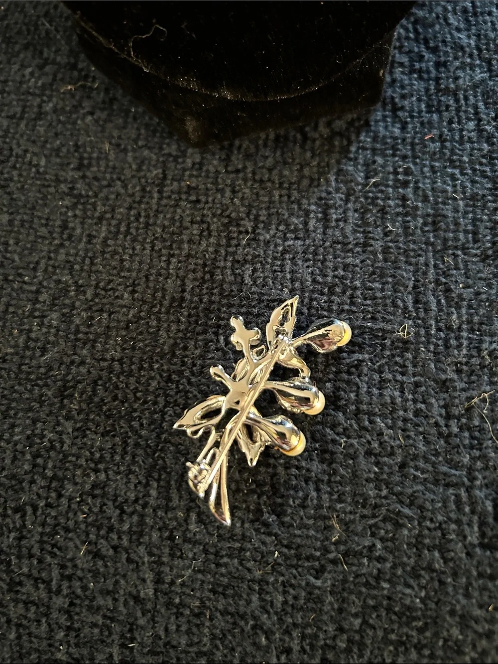 Classic Pearl and Crystal Floral Brooch - Silver Tone